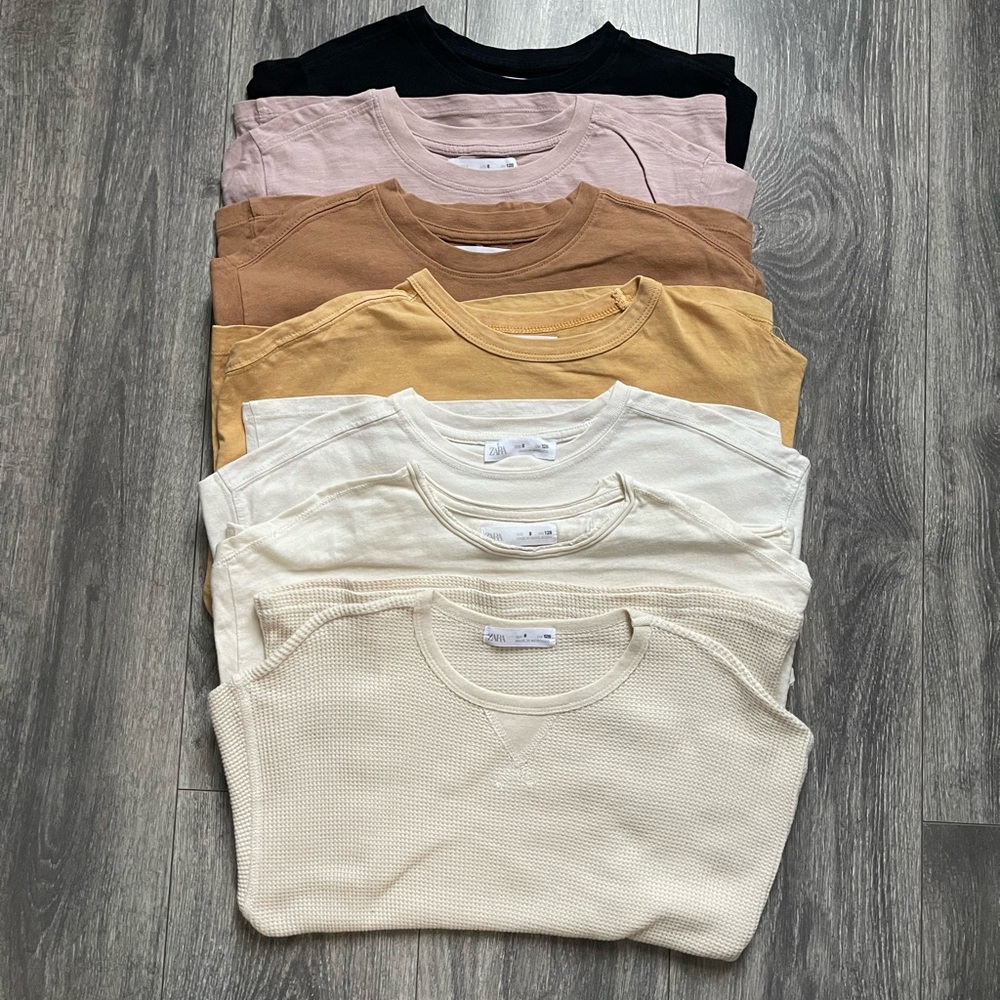 Zara Kids Short Sleeve Tees - Black, Pink, Brown, Cream